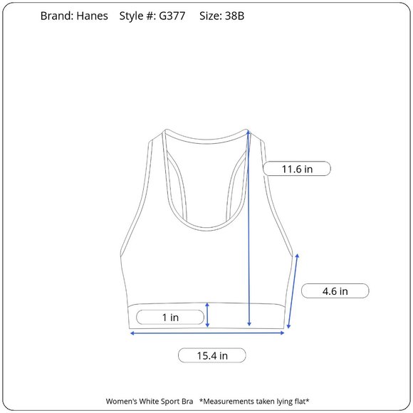 NWT Hanes White Sports Bra 38B G377 - Picture 9 of 9